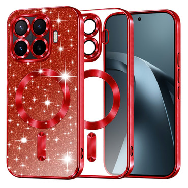 TPU gel ovitek Techsuit "Luxury Glitter MagSafe" za Xiaomi 17T Pro - red
