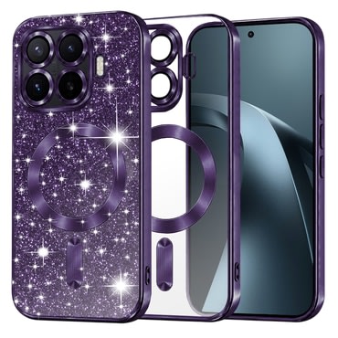 TPU gel ovitek Techsuit "Luxury Glitter MagSafe" za Xiaomi 17T Pro - deep purple