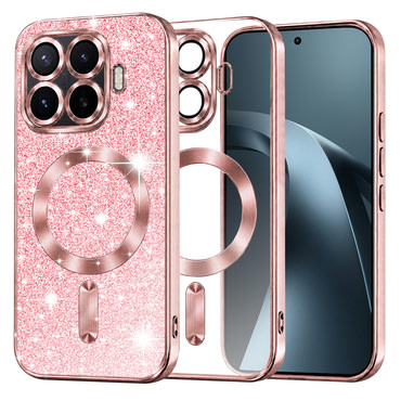 TPU gel ovitek Techsuit "Luxury Glitter MagSafe" za Xiaomi 17T Pro - rose gold
