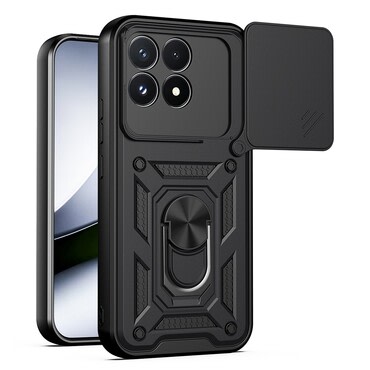 Oklepni ovitek MaX-Armor z obročem, kovinsko ploščico in zaščito zadnjih kamer za Xiaomi Poco F9 Pro - army black
