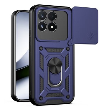Oklepni ovitek MaX-Armor z obročem, kovinsko ploščico in zaščito zadnjih kamer za Xiaomi Poco F9 Pro - blue