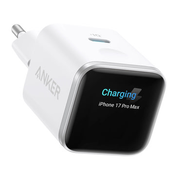 Stenski 45W polnilec Anker "Nano (A121DG21)" GaN, Smart Display, Care Mode - white