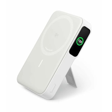Power bank Anker "MagGo (A1654G21)" 10000mAh z digitalnim prikazovalnikom, brezžičnim polnjenjem in stojalom - white