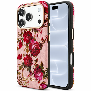 Ovitek Guess "Blossom Roses Print MagSafe" za iPhone 17 Pro / 18 Pro - pink