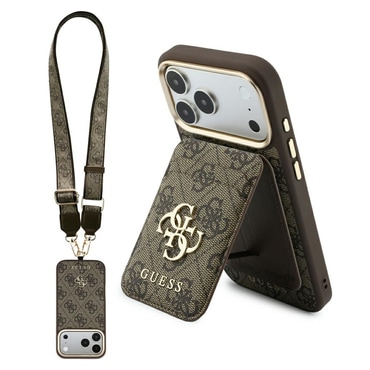 Ovitek Guess "Hardcase 4G Cardslot & Big Strap MagSafe" za iPhone 17 Pro Max / 18 Pro Max - brown