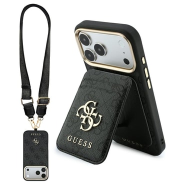 Ovitek Guess "Hardcase 4G Cardslot and Big Strap MagSafe" za iPhone 17 Pro / 18 Pro - black