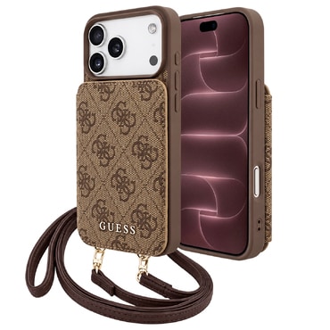 Ovitek Guess "Hardcase 4G Crossbody Cardslot" za iPhone 17 Pro Max / 18 Pro Max - brown