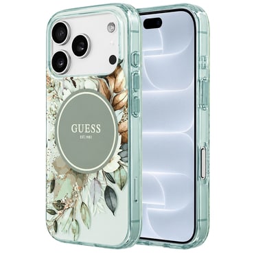 Ovitek Guess "IML Flower and Tonal Circle MagSafe" za iPhone 17 Pro / 18 Pro - green