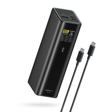 Power bank Cuktech "PB200U (CKPB200UGLGR)" 20000mAh 210W z 1.3" TFT zaslonom in 2x USB-C kablom - black