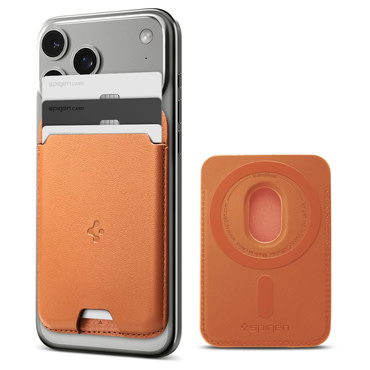 Magnetna denarnica Spigen "Valentinus Wallet MagFit" za 3 kartice - metallic orange