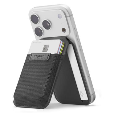 Magnetna denarnica Spigen "MagSafe Slim Fold Tripod S314-4" za iPhone, PU usnje, 12 kartic - black