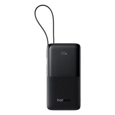 Power bank Baseus "Bipow 2" 10000mAh z vgrajenim USB-C kablom in pametnim prikazovalnikom, 20W - black
