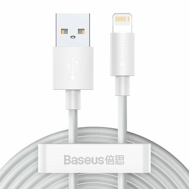 (2-pack) Polnilni in podatkovni USB-A v Lightning kabel Baseus "TZCALZJ-02" - 480Mbps - 1.5m - white