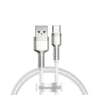 Polnilni in podatkovni 66W USB-A v USB-C kabel Baseus "Cafule Series Metal" - 480Mbps - 1m - white