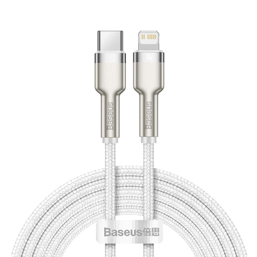 Polnilni in podatkovni 20W USB-C v Lightning kabel Baseus "Cafule Series Metal" - 480Mbps - 2m - white