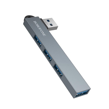 Hub postaja Borofone "4in1 Hub (FH1)" USB-A - 3x USB-A 2.0, 1x USB-A 3.0, 5Gbps - metal gray