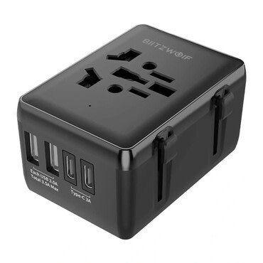 Potovalni adapter Blitzwolf "BW-TA1" EU/UK/US/AU, 2x USB-A Plus 1x USB-C, PD 20W