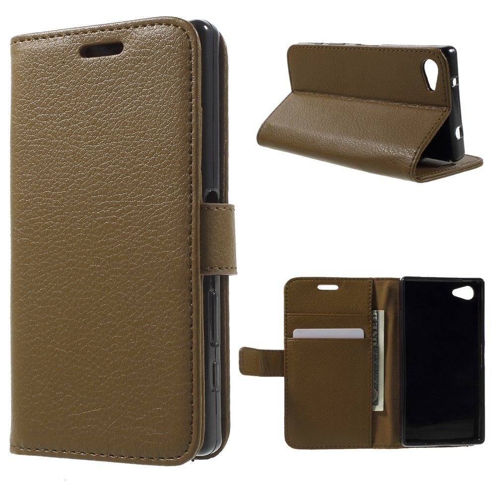 Eleganten etui "Litchi" za Sony Xperia Z5 Compact - rjav
