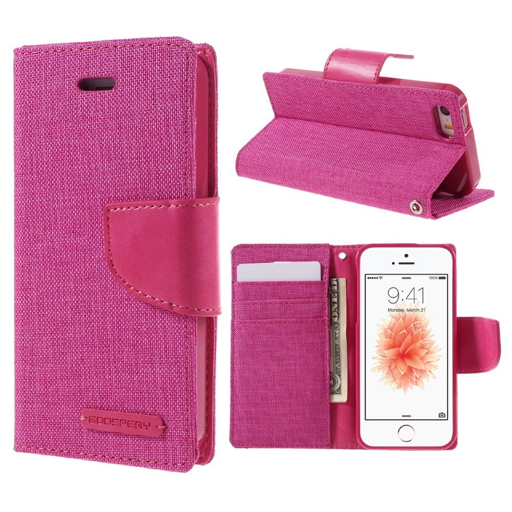 Etui Goospery Canvas Diary za iPhone SE / 5 / 5S - roza