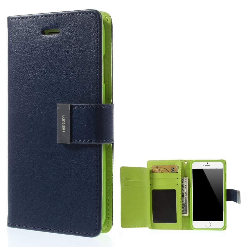 Eleganten etui Goospery Rich Diary za iPhone 6 / 6S - temno moder