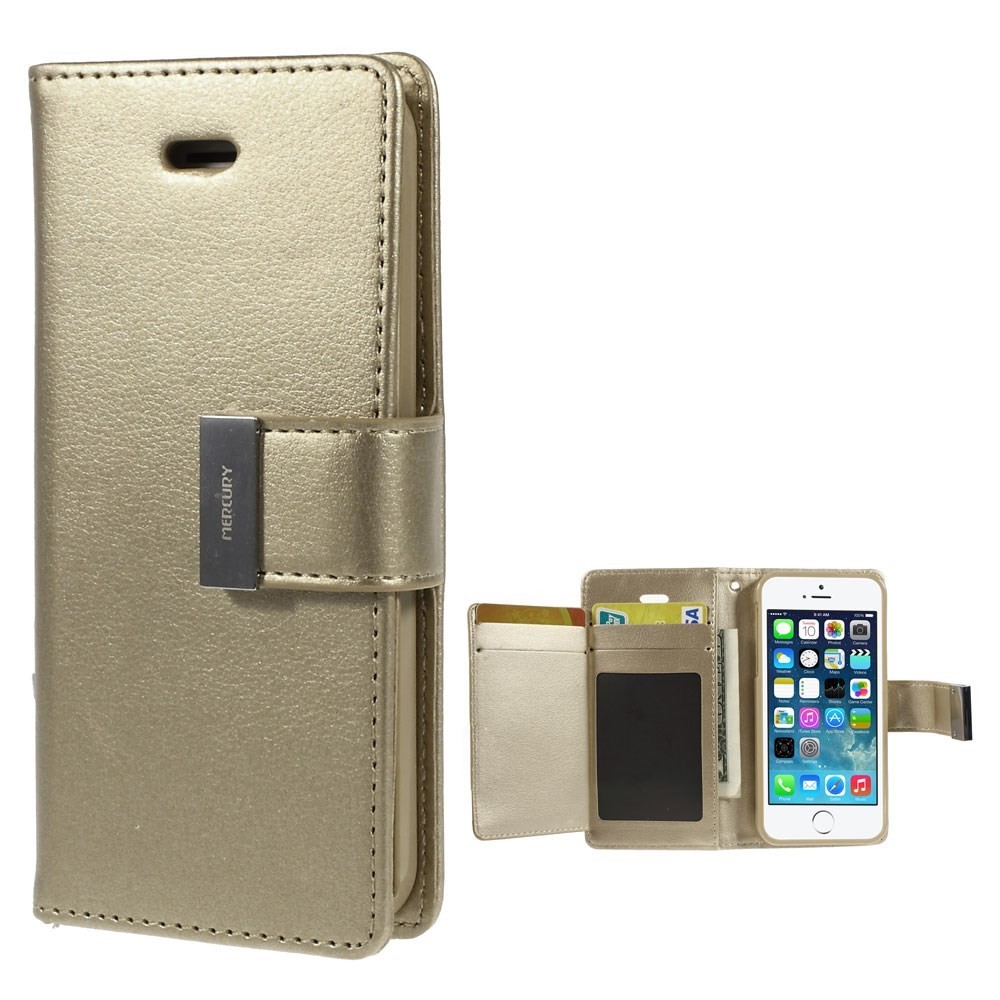 Eleganten etui Goospery Rich Diary za iPhone SE / 5 / 5S - zlate barve