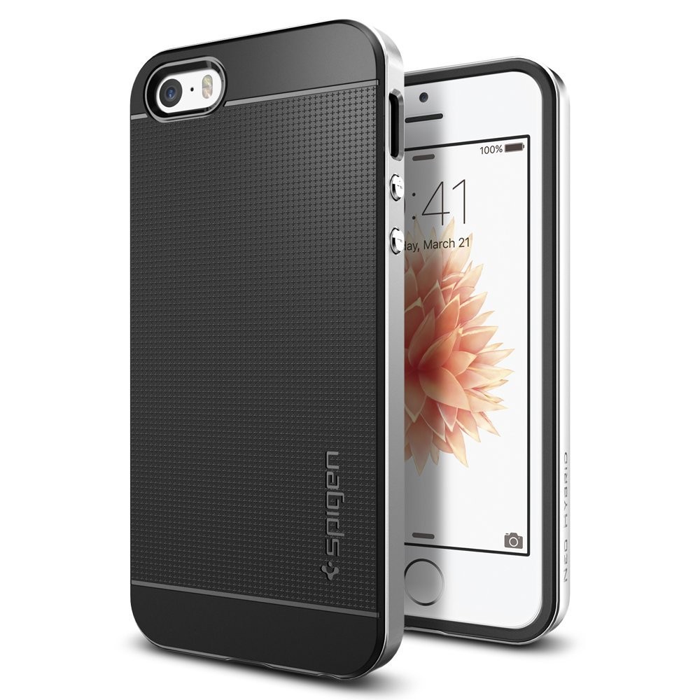 Ovitek Spigen "Neo Hybrid" za iPhone SE / 5 / 5S - satin silver