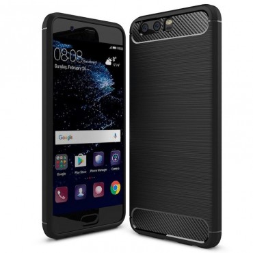 TPU gel ovitek "Brushed Carbon" za Huawei P10 Plus - črn