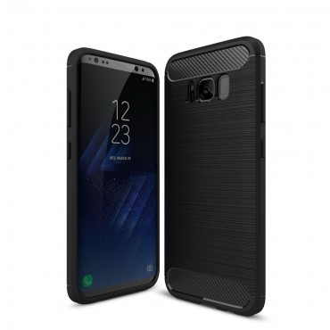 TPU gel ovitek "Brushed Carbon" za Samsung Galaxy S8 - črn