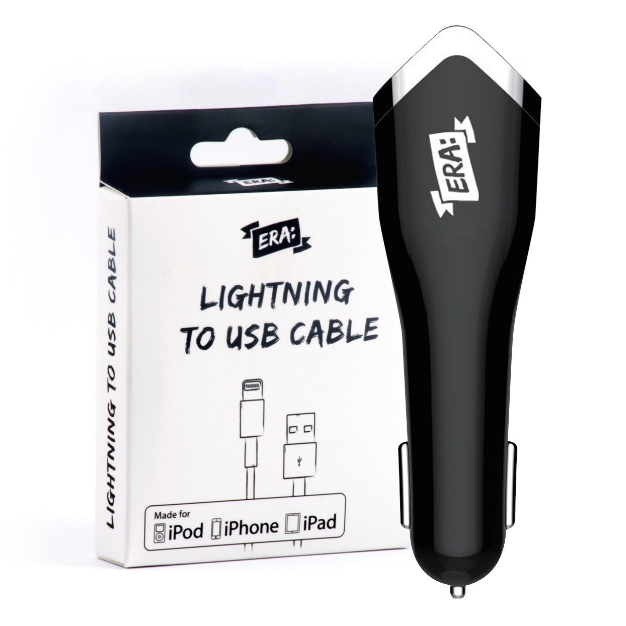 Polnilni avto komplet Era: z MFI lightning USB kablom
