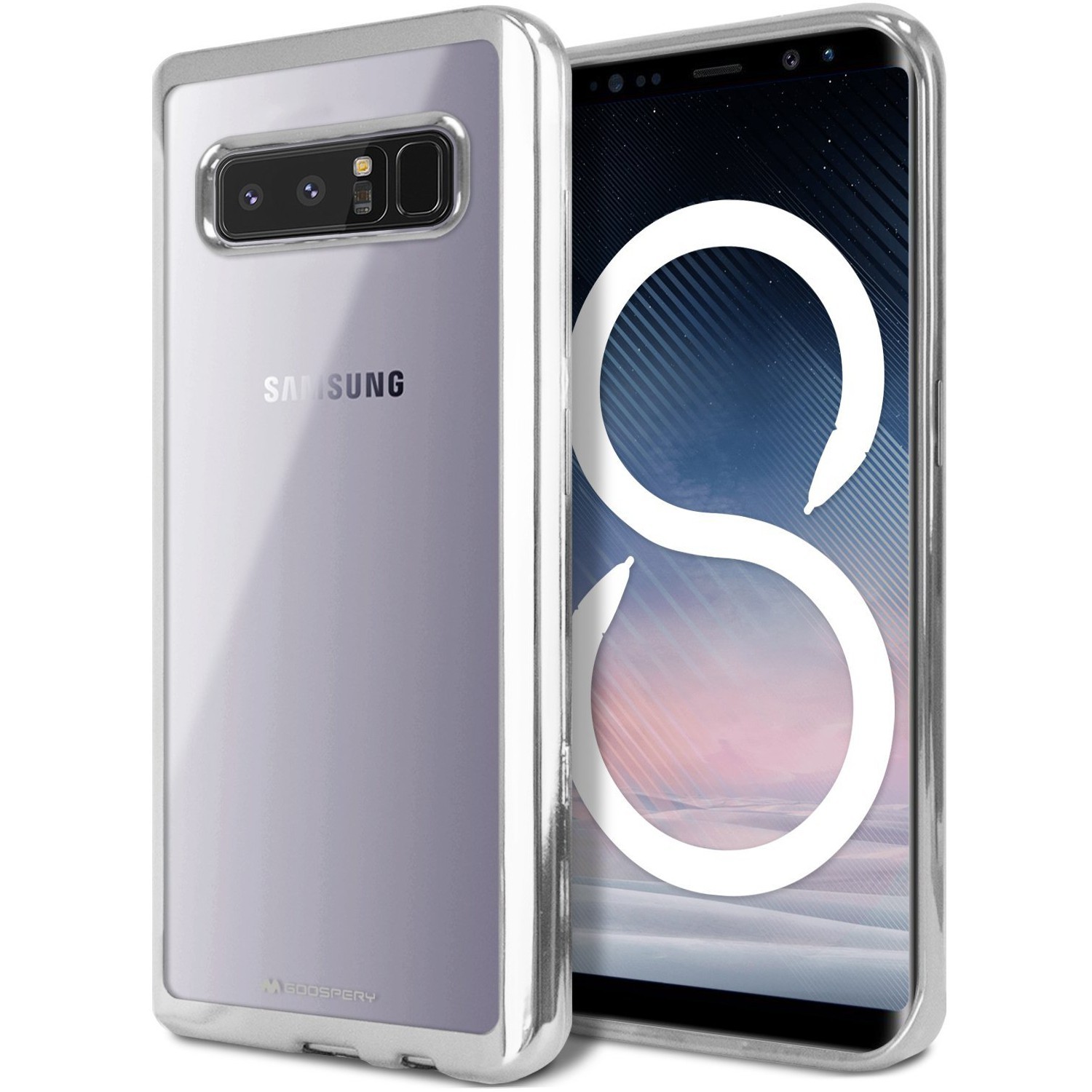 Izjemno tanek ovitek Goospery Ring za Samsung Galaxy Note 8 - srebrn
