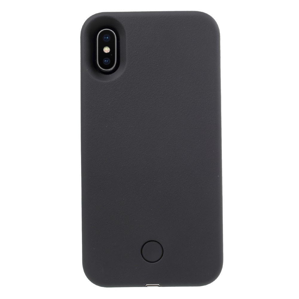 Modni ovitek "Selfie Queen" z dodatno LED osvetlitvijo za iPhone X / XS - črn