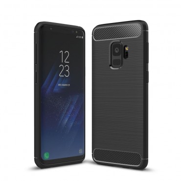 TPU gel ovitek "Brushed Carbon" za Samsung Galaxy S9 - črn