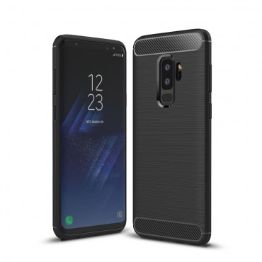 TPU gel ovitek "Brushed Carbon" za Samsung Galaxy S9 Plus - črn