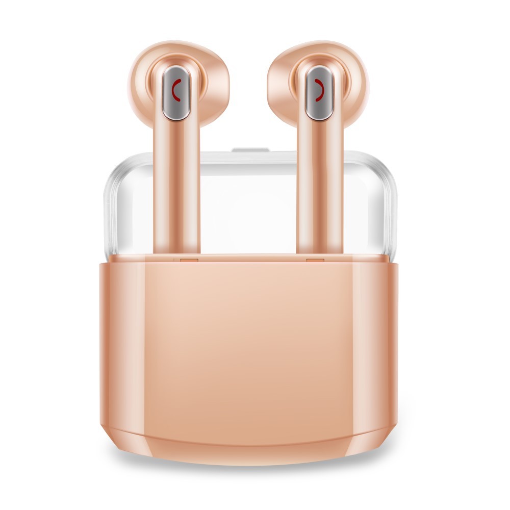 Earbuds brezžične bluetooth slušalke "Duo" s prenosno polnilno postajo - zlate barve