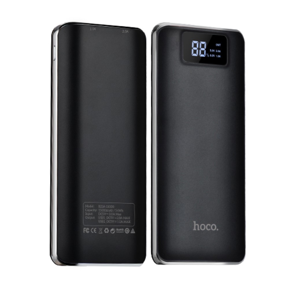 Power bank Hoco "Flowed" - 15000 mAh - črn