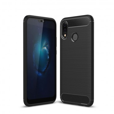 TPU gel ovitek "Brushed Carbon" za Huawei P20 Lite - črn