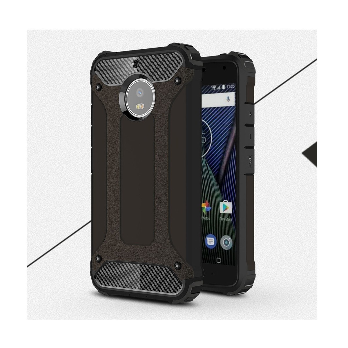Robusten ovitek "Rock" za Motorola Moto G5S Plus - črn