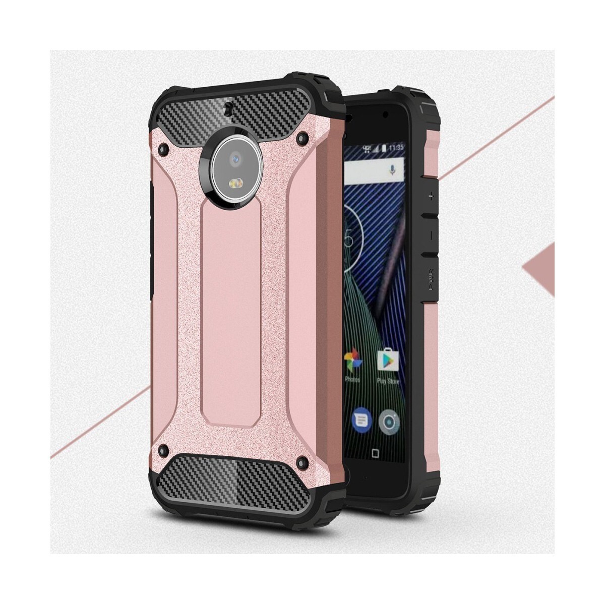 Robusten ovitek "Rock" za Motorola Moto G5S Plus - roza
