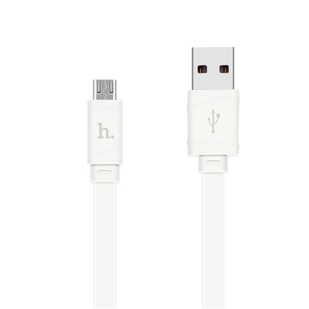 Micro USB ploščat kabel "Bamboo" - bel