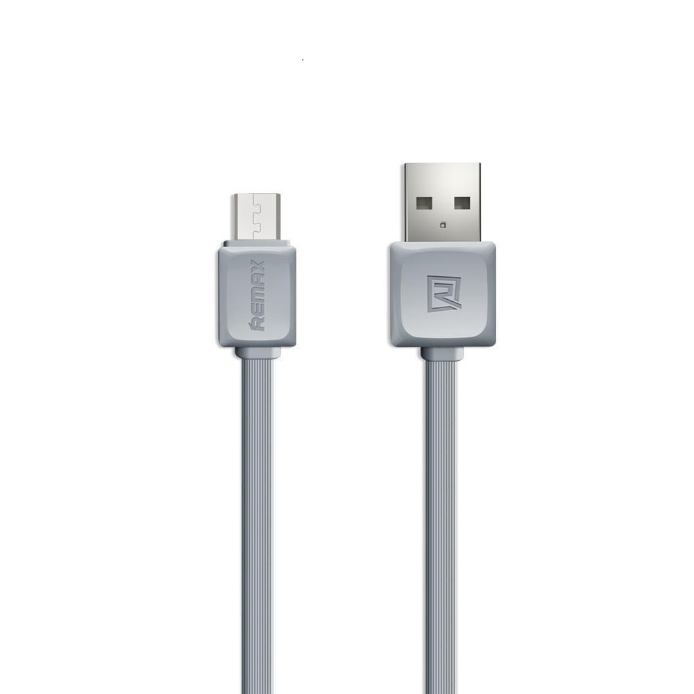 Micro USB ploščat kabel Remax - siv