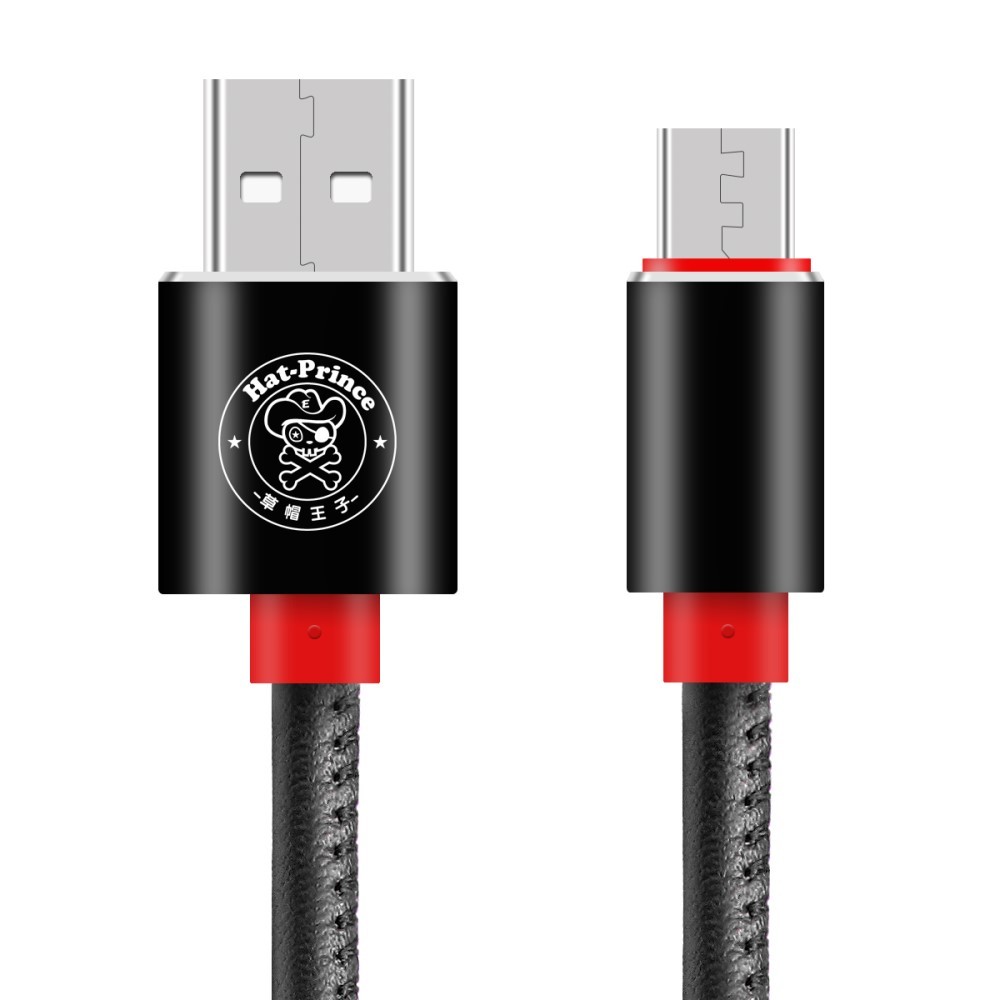 Micro USB kabel iz umetnega usnja "Rocker" - črn