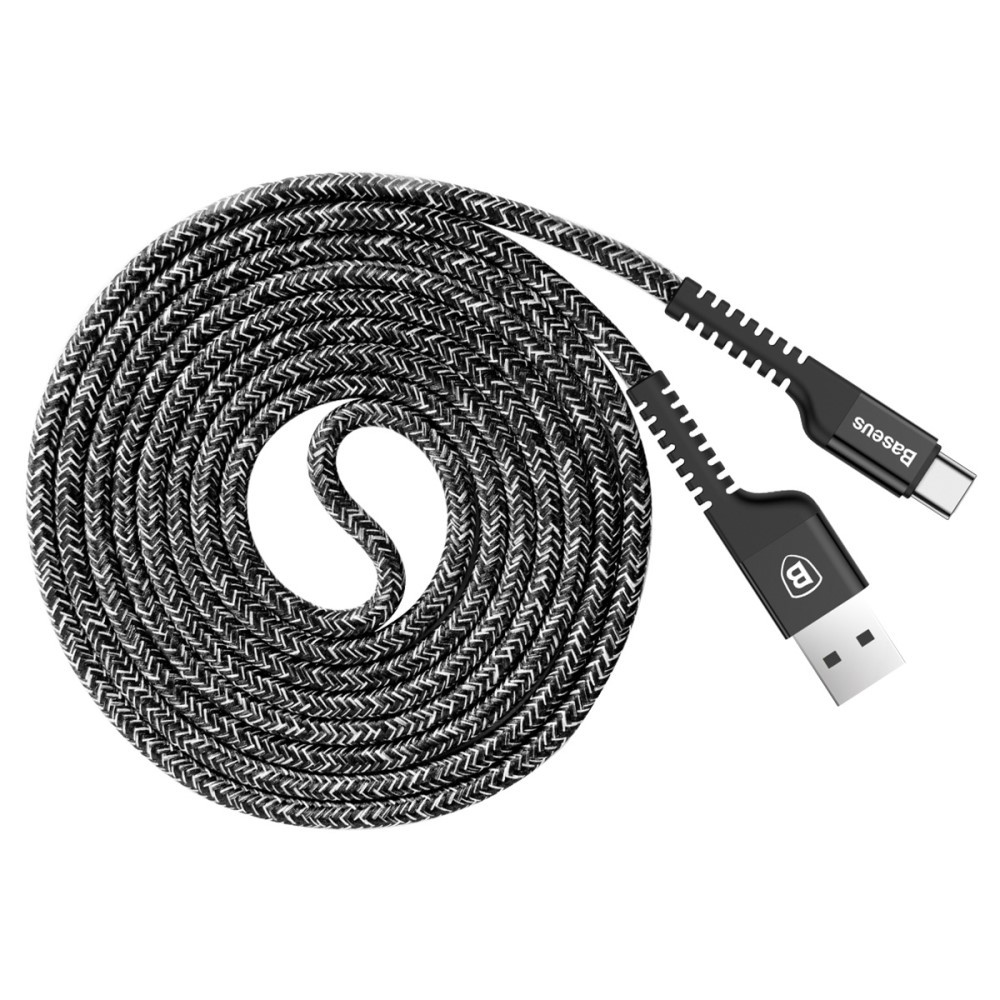 USB-C pleten kabel Baseus "Wooly" - črn
