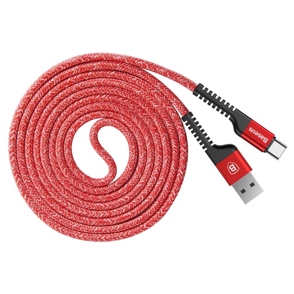 USB-C pleten kabel Baseus "Wooly" - rdeč