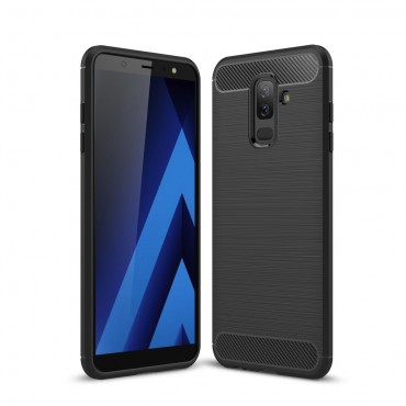 TPU gel ovitek "Brushed Carbon" za Samsung Galaxy A6 Plus 2018 - črn