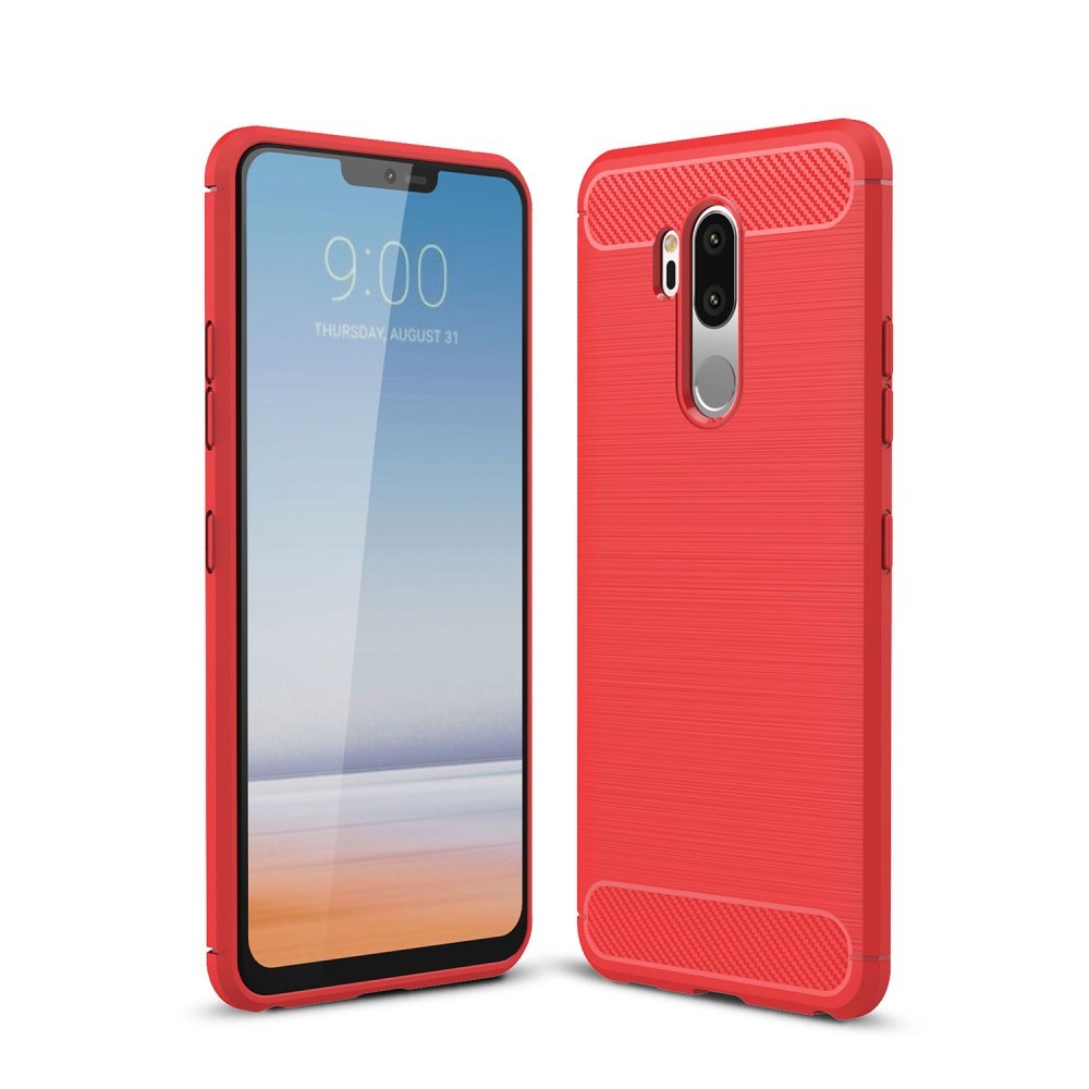 TPU gel ovitek "Brushed Carbon" za LG G7 / G7 ThinQ - rdeč