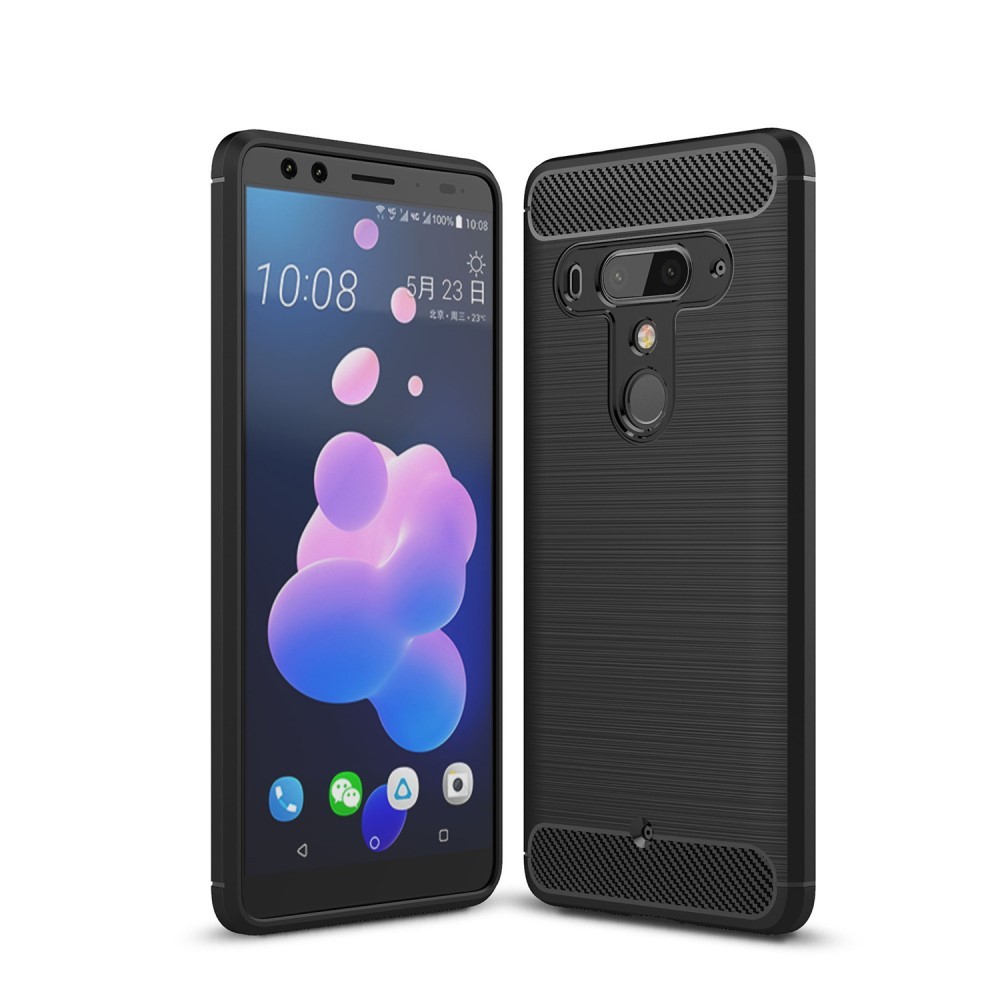 TPU gel ovitek "Brushed Carbon" za HTC U12+ - črn