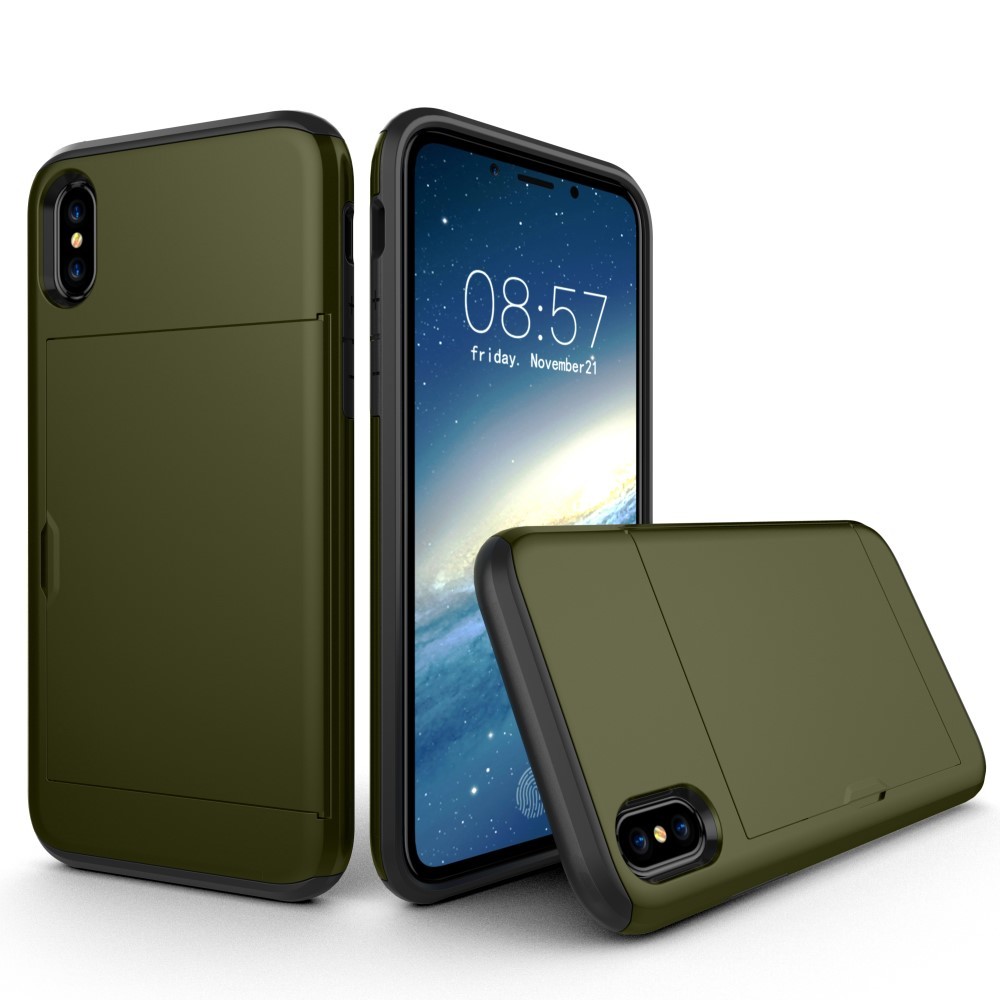 Hibriden TPU gel ovitek "Slot" za iPhone X / XS - zelen