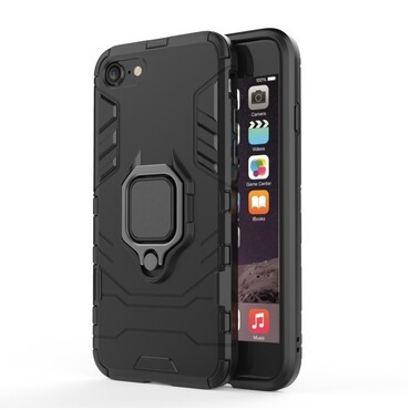 Robusten ovitek "Impact X Ring" za iPhone SE 2022 / iPhone SE 2020 / iPhone 8 / iPhone 7 - črn