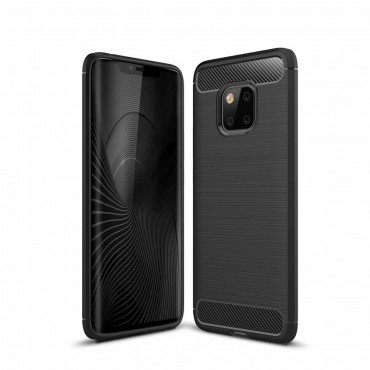 TPU gel ovitek "Brushed Carbon" za Huawei Mate 20 Pro - črn