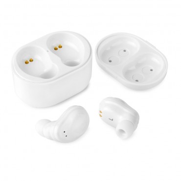 Earbuds brezžične bluetooth slušalke "Splash" s prenosno polnilno postajo - bele